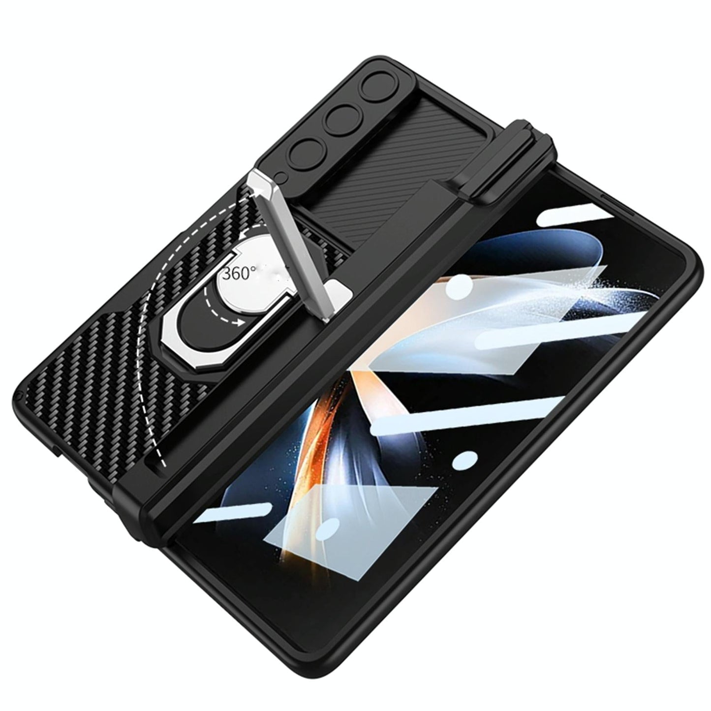 Magnetic Armor Carbon Fibre Case for Samsung Galaxy Z Fold4 5G – Full Coverage Protection