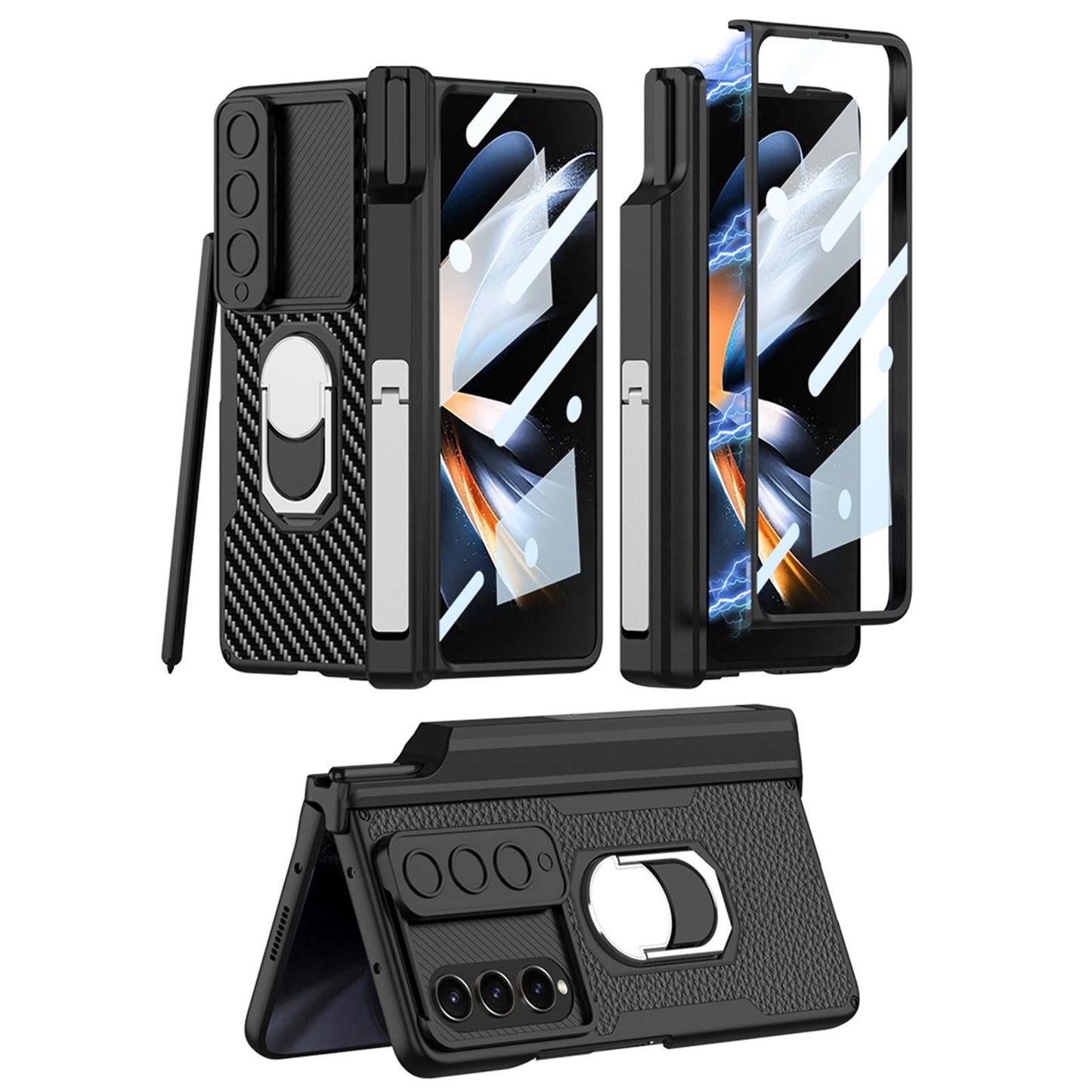 Magnetic Armor Carbon Fibre Case for Samsung Galaxy Z Fold4 5G – Full Coverage Protection