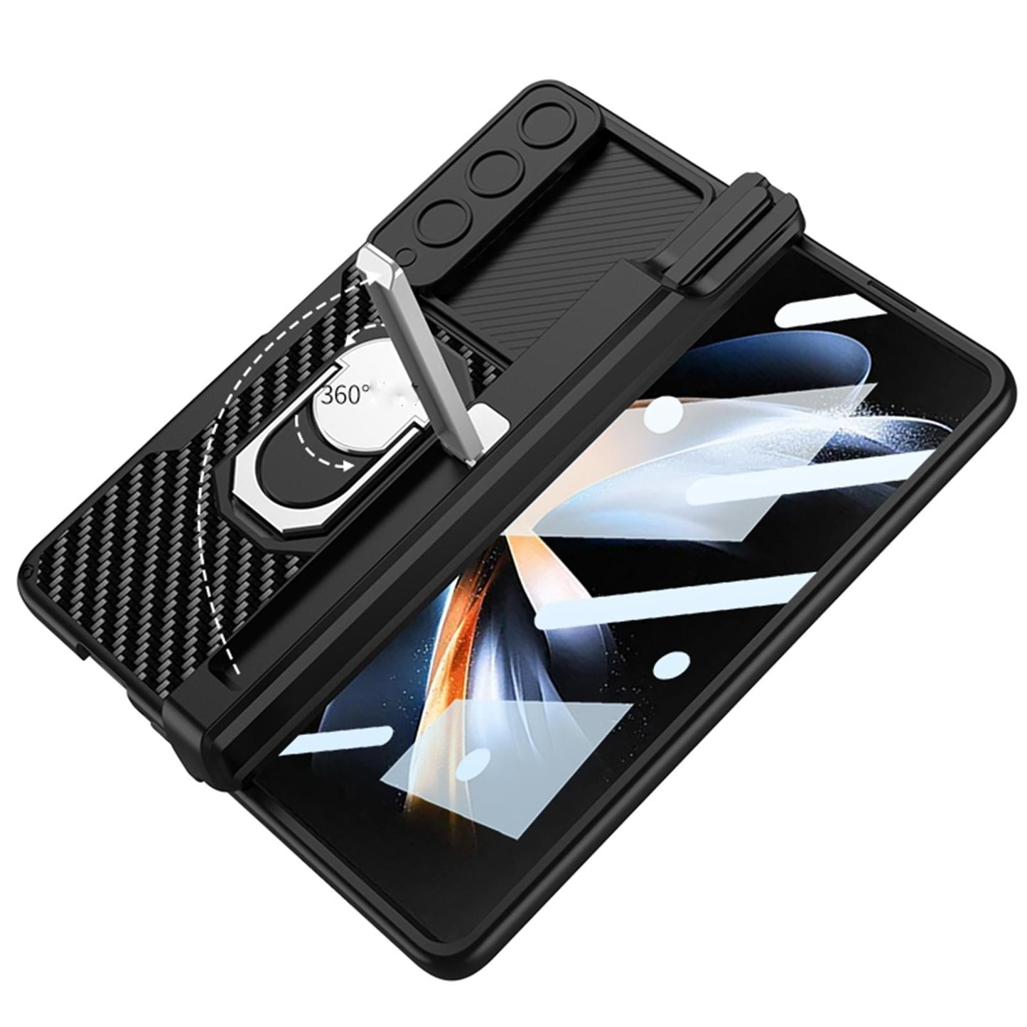 Magnetic Armor Carbon Fibre Case for Samsung Galaxy Z Fold4 5G – Full Coverage Protection