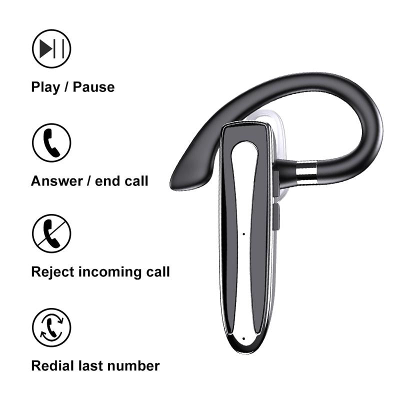 Wireless Hanging Ear Bluetooth Earphone – Business Mono Headset with Mic, Noise Reduction, Hands-Free Calling