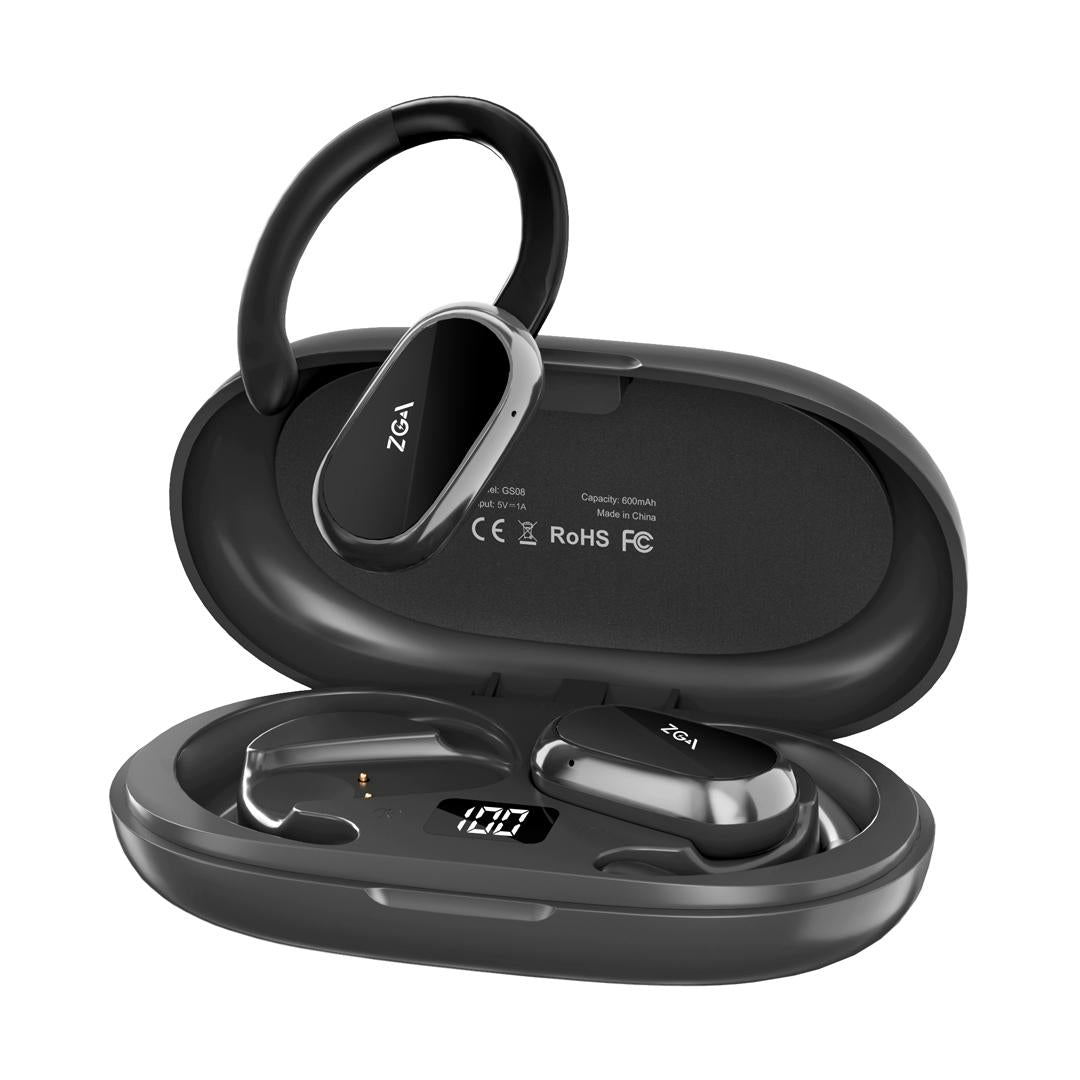 Wireless Bluetooth Earphones with LED Display – ZGA GS08 TWS In-Ear Headphones – Black