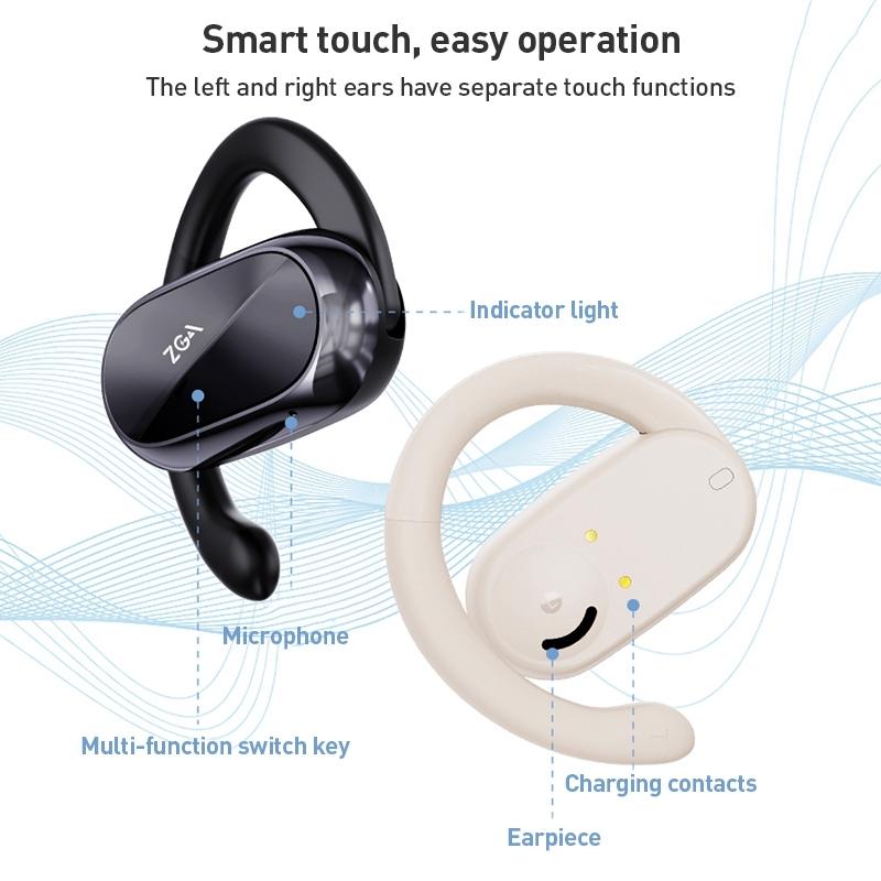 Wireless Bluetooth Earphones with LED Display – ZGA GS08 TWS In-Ear Headphones – Black