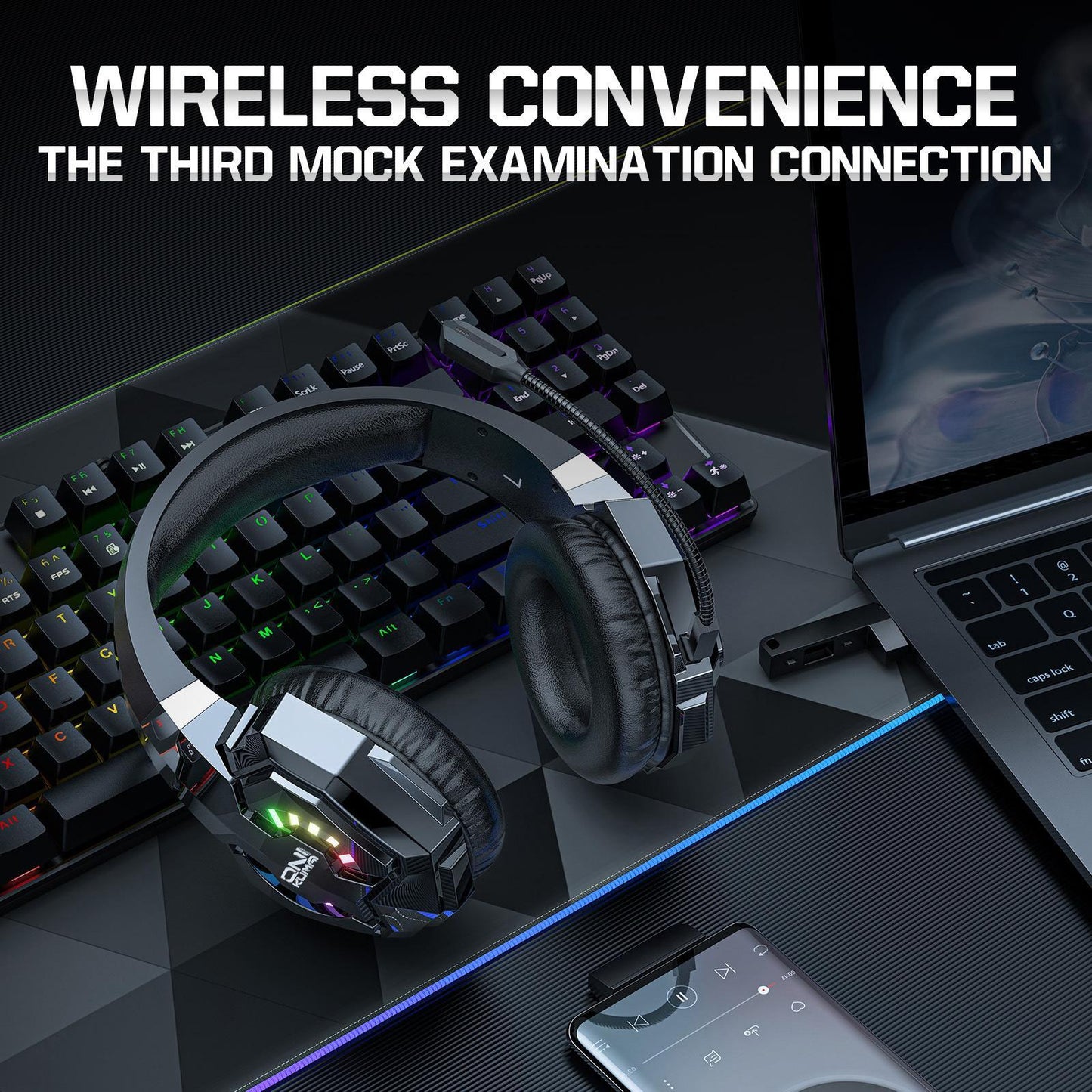 Wireless Gaming Headset – Black & Red, Noise Cancelling Mic, Surround Sound, Long Battery Life