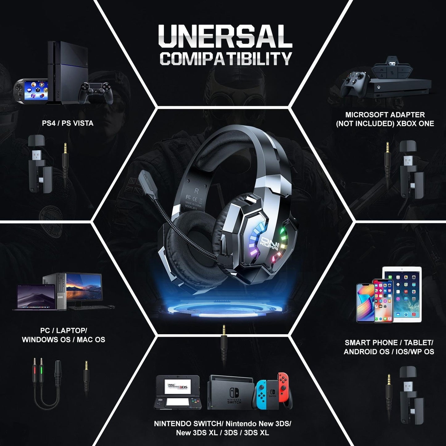 Wireless Gaming Headset – Black & Red, Noise Cancelling Mic, Surround Sound, Long Battery Life