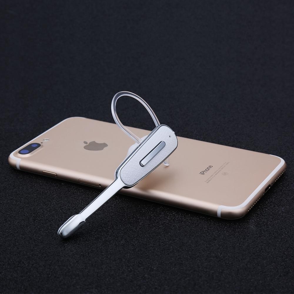 Hands-Free Bluetooth Earphone with Mic for iPhone – Wireless Single-Ear Headset (Black / Silver)