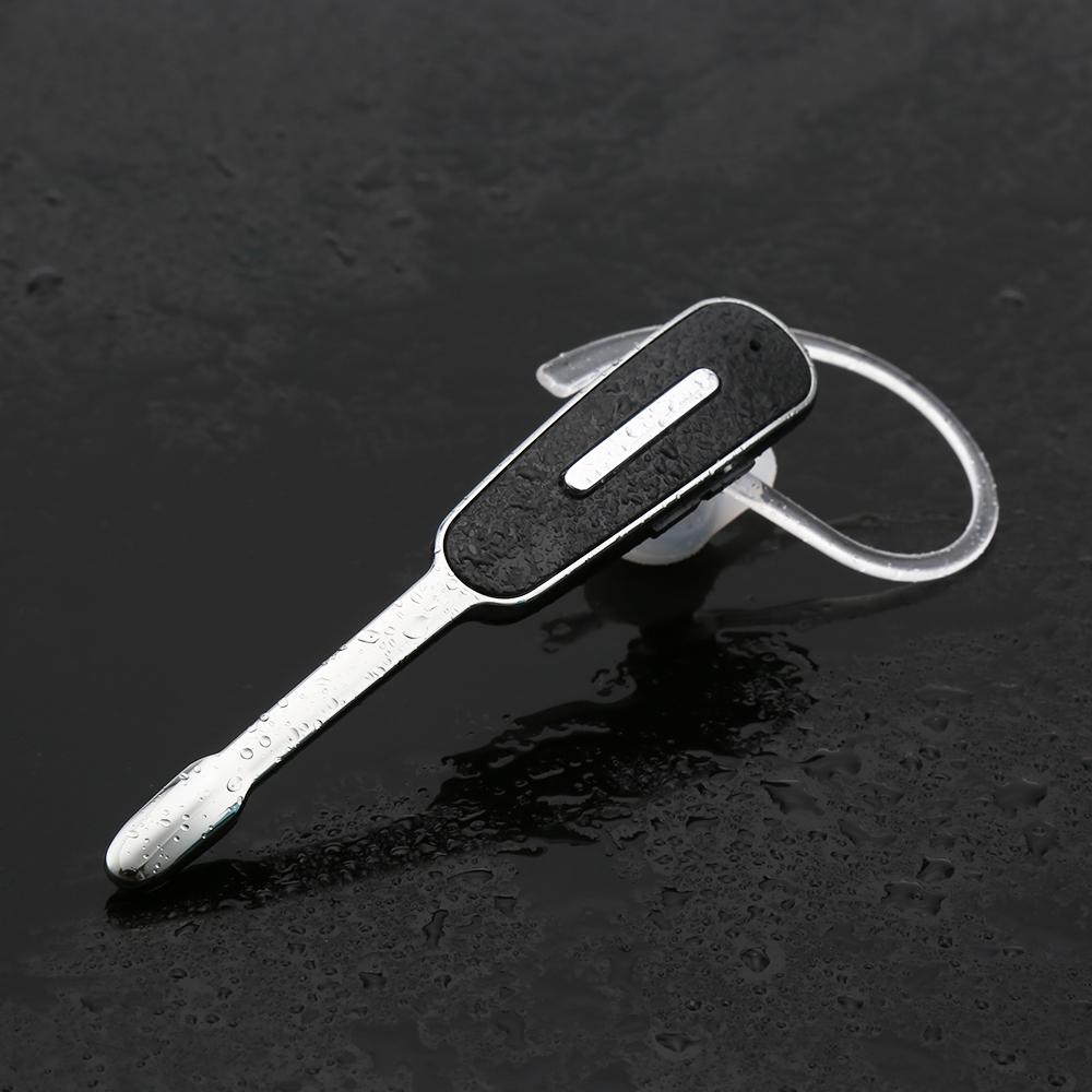 Hands-Free Bluetooth Earphone with Mic for iPhone – Wireless Single-Ear Headset (Black / Silver)