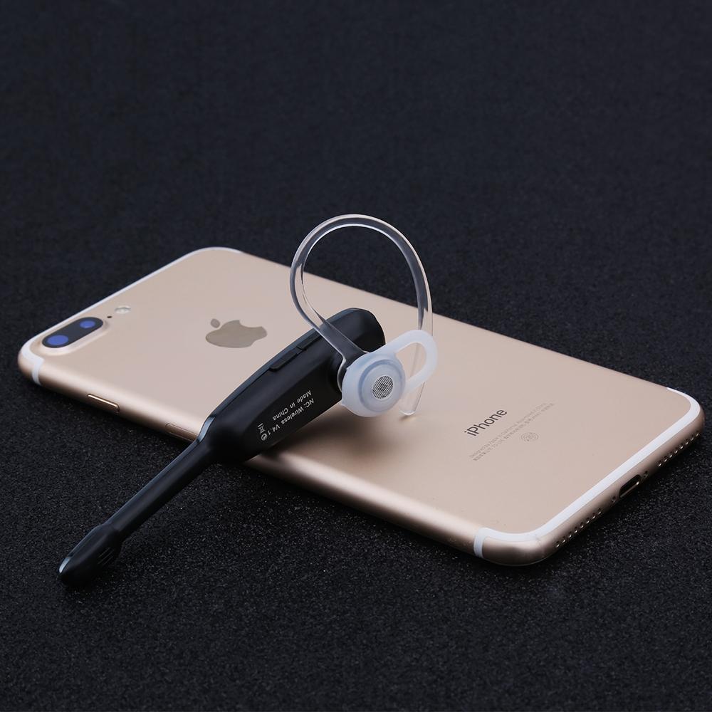 Hands-Free Bluetooth Earphone with Mic for iPhone – Wireless Single-Ear Headset (Black / Silver)