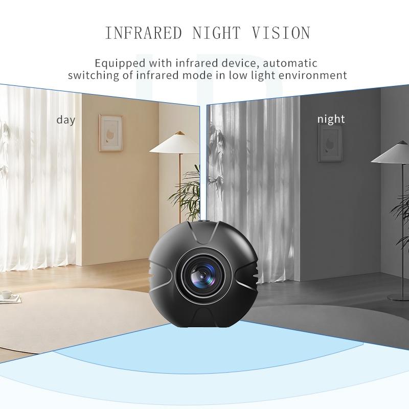 Mini WiFi IP Security Camera – Night Vision, Motion Detection, Compact Design – Black