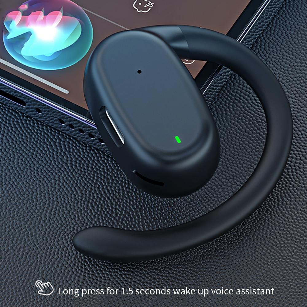 Wireless Single Ear Bluetooth Earphone – Hanging Ear Hook Design, Hands-Free Calling, Noise Reduction – Black