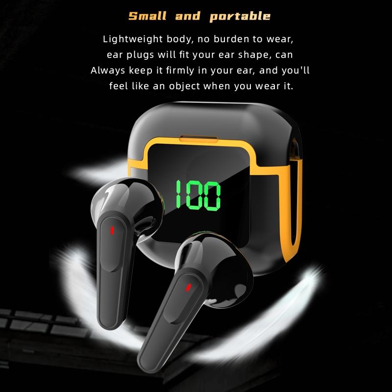 Pro 90 HiFi Intelligent Bluetooth Earphones – Digital LED Display, Noise Reduction, Long Battery Life – Black