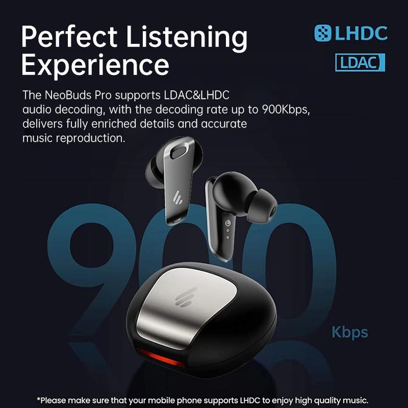 NeoBuds Pro TWS Wireless Earphones – Noise Reduction, Hi-Res Audio, Low Latency, Bluetooth 5.2 – Black