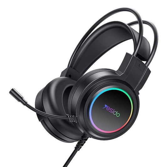 "USB Wired RGB Gaming Headset with Mic – 1.2M Cable, Black, Noise Cancelling, Surround Sound, Comfortable Fit