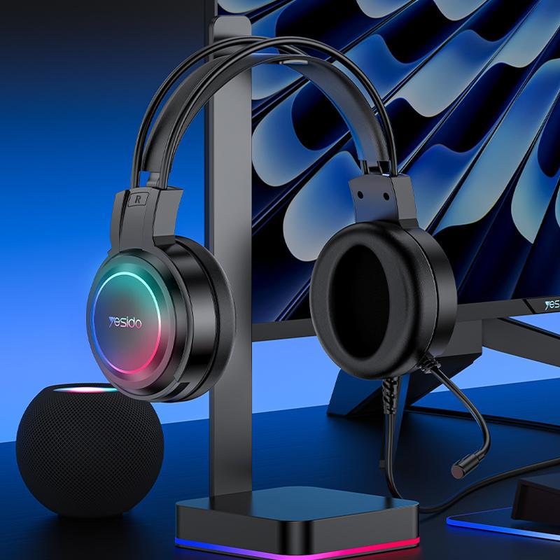 "USB Wired RGB Gaming Headset with Mic – 1.2M Cable, Black, Noise Cancelling, Surround Sound, Comfortable Fit