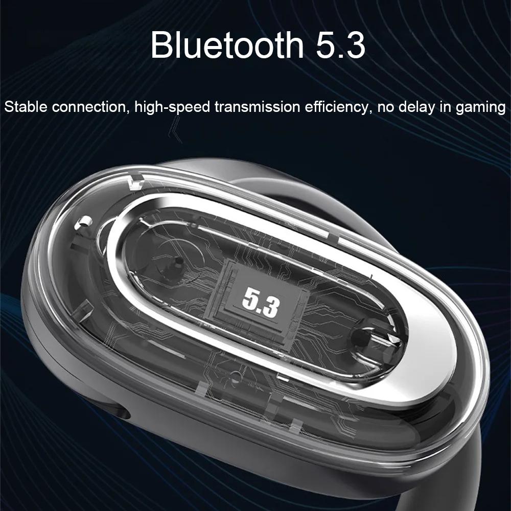T35 OWS Adjustable Wireless Bluetooth Earphones – Noise Reduction, Open-Ear Sport Headset (Black)