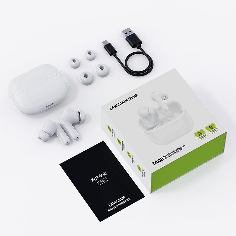 Wireless Active Noise-Cancelling Bluetooth Earbuds – Hi-Fi Sound & Long Battery Life – White