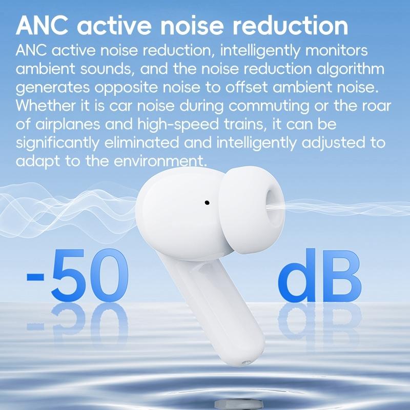 Wireless Active Noise-Cancelling Bluetooth Earbuds – Hi-Fi Sound & Long Battery Life – White