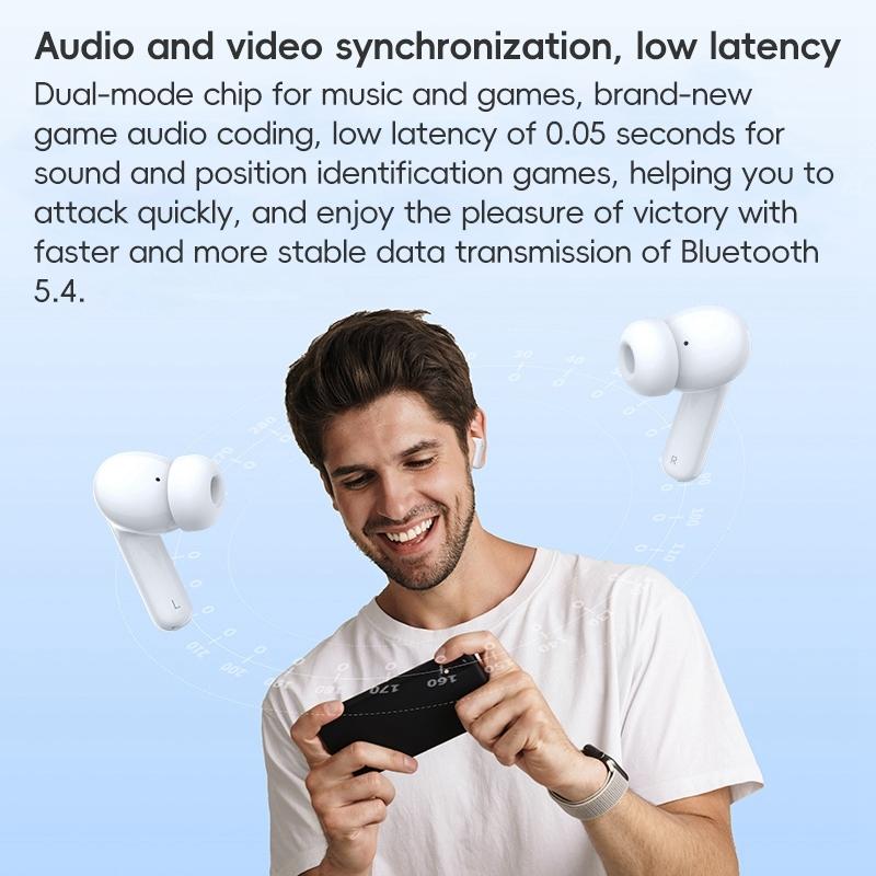 Wireless Active Noise-Cancelling Bluetooth Earbuds – Hi-Fi Sound & Long Battery Life – White