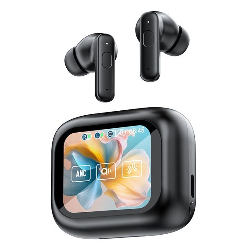 Wireless Bluetooth Earphones with Touch Screen & Noise Reduction – High-Fidelity Sound – Black