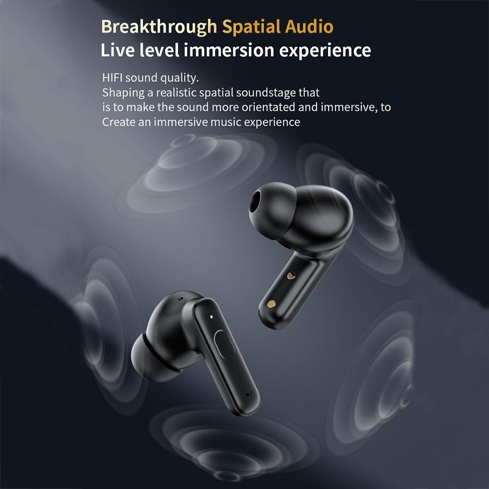 Wireless Bluetooth Earphones with Touch Screen & Noise Reduction – High-Fidelity Sound – Black