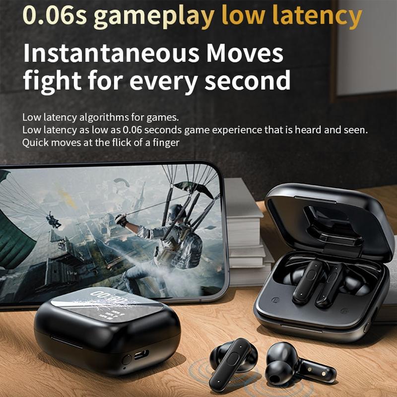 Wireless Bluetooth Earphones with Touch Screen & Noise Reduction – High-Fidelity Sound – Black