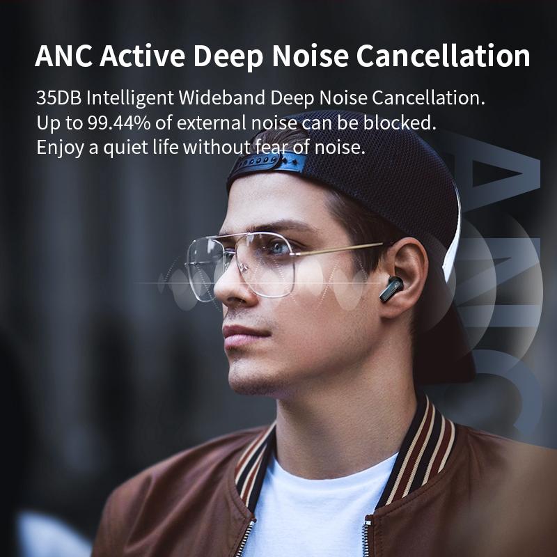 Wireless Bluetooth Earphones with Touch Screen & Noise Reduction – High-Fidelity Sound – Black