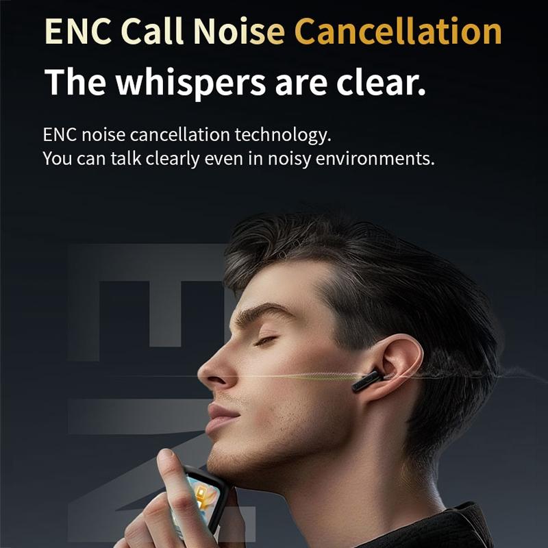 Wireless Bluetooth Earphones with Touch Screen & Noise Reduction – High-Fidelity Sound – Black