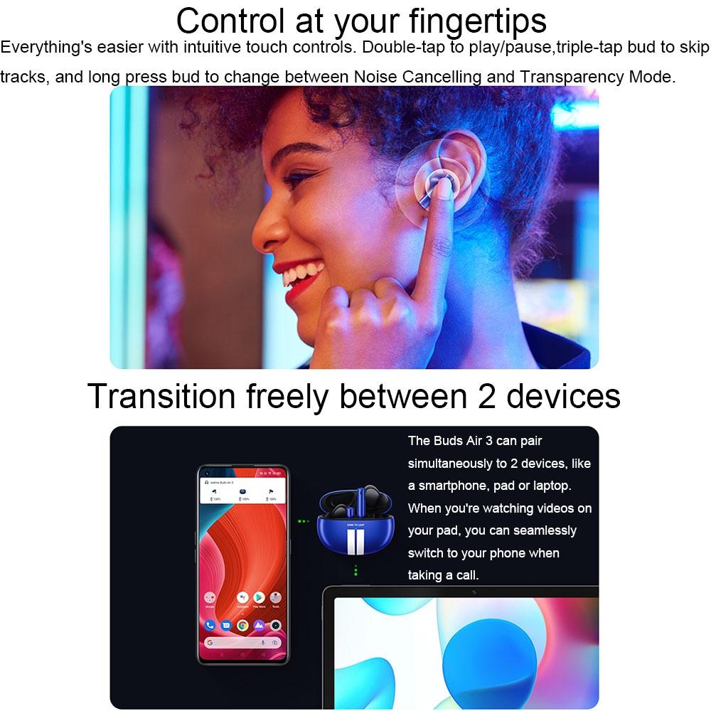 Blue Wireless Sports Earbuds – Active Noise Cancelling, Sweatproof, Bluetooth 5.0, Secure Fit, Long Battery Life