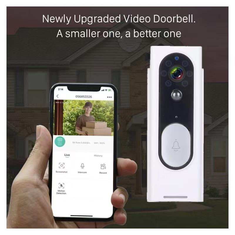 Smart Wireless Video Doorbell – Black | Night Vision & Motion Detection Security Camera