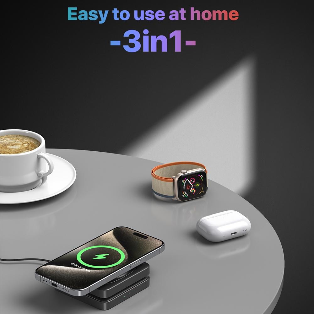 Portable Magnetic Wireless Charger – Fast Charging Pad for Smartphones – Black