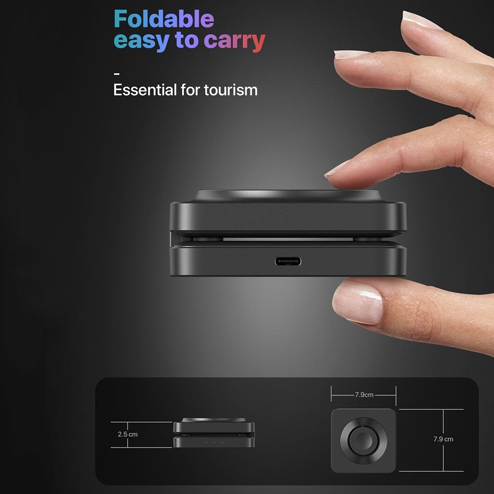 Portable Magnetic Wireless Charger – Fast Charging Pad for Smartphones – Black