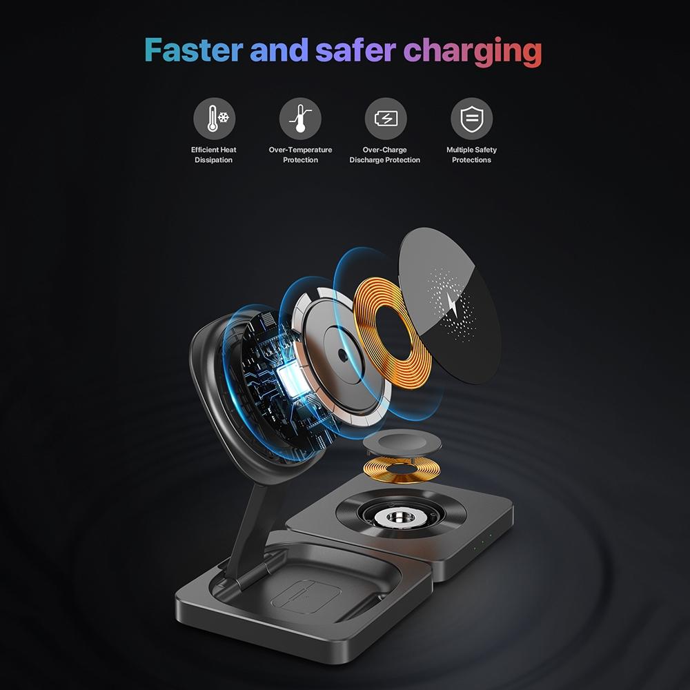 Portable Magnetic Wireless Charger – Fast Charging Pad for Smartphones – Black