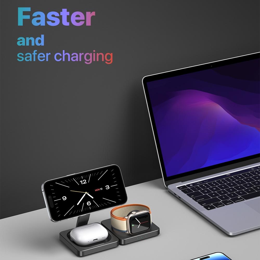 Portable Magnetic Wireless Charger – Fast Charging Pad for Smartphones – Black