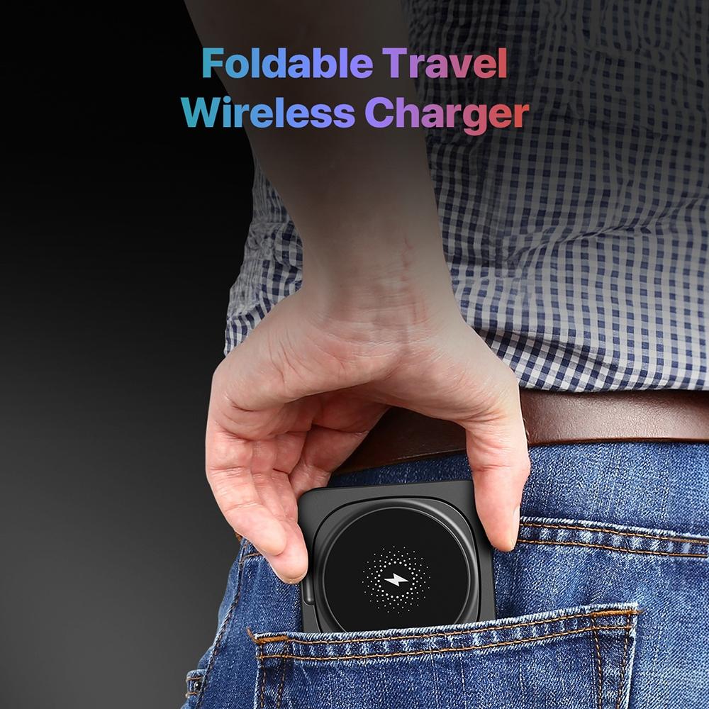 Portable Magnetic Wireless Charger – Fast Charging Pad for Smartphones – Black