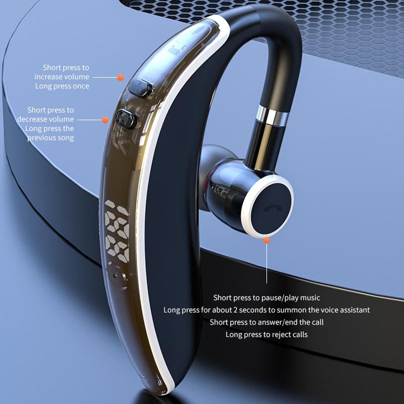 Universal Bluetooth Earphone – Single-Ear Rotating Wireless Headset (Black / White)