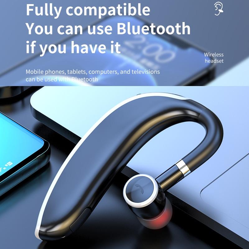 Universal Bluetooth Earphone – Single-Ear Rotating Wireless Headset (Black / White)