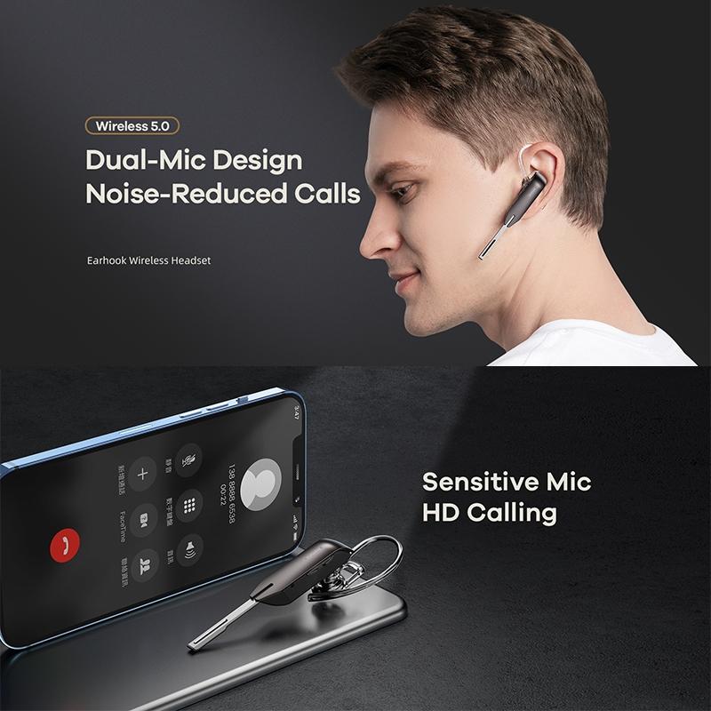 Wireless Metal Bluetooth Earphone – Noise Reduction, Clear Sound, Comfortable Fit – Black