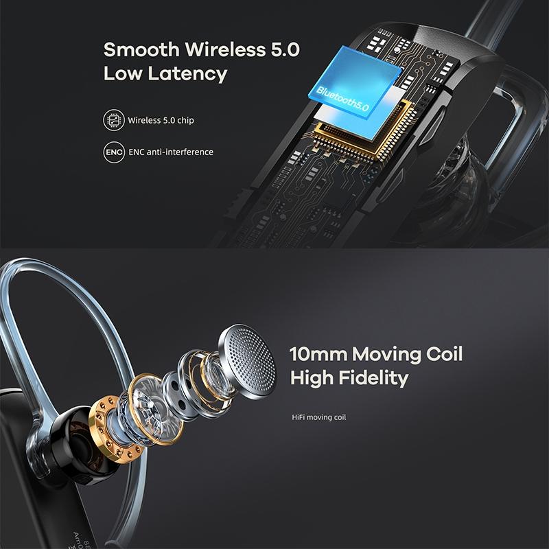 Wireless Metal Bluetooth Earphone – Noise Reduction, Clear Sound, Comfortable Fit – Black