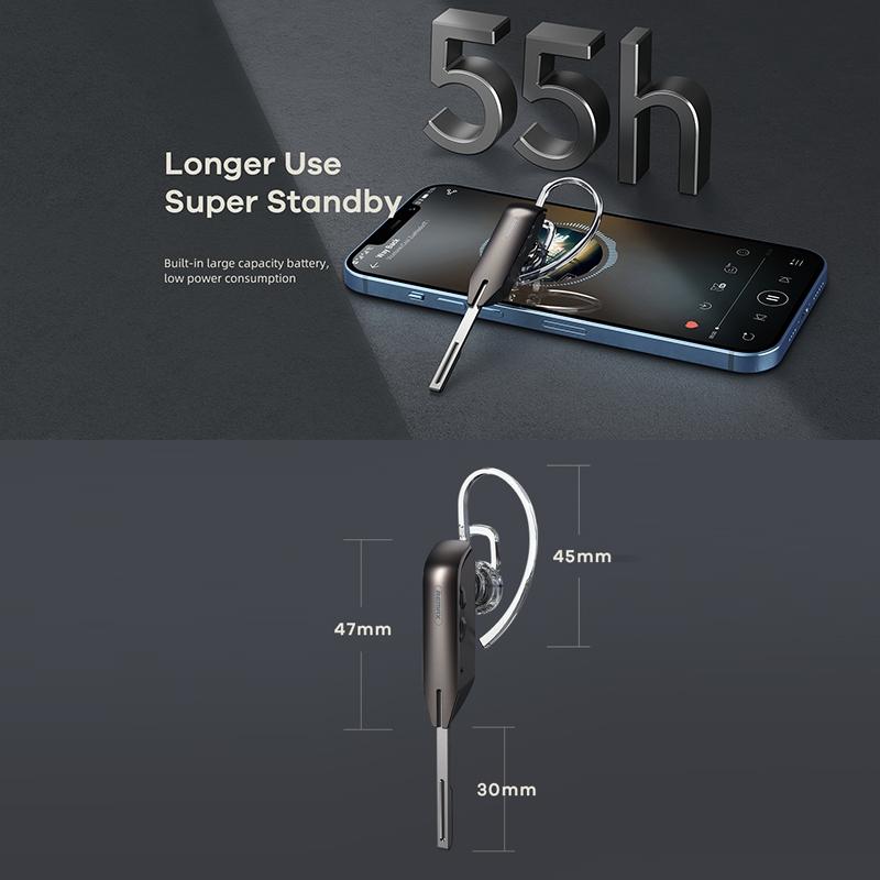 Wireless Metal Bluetooth Earphone – Noise Reduction, Clear Sound, Comfortable Fit – Black