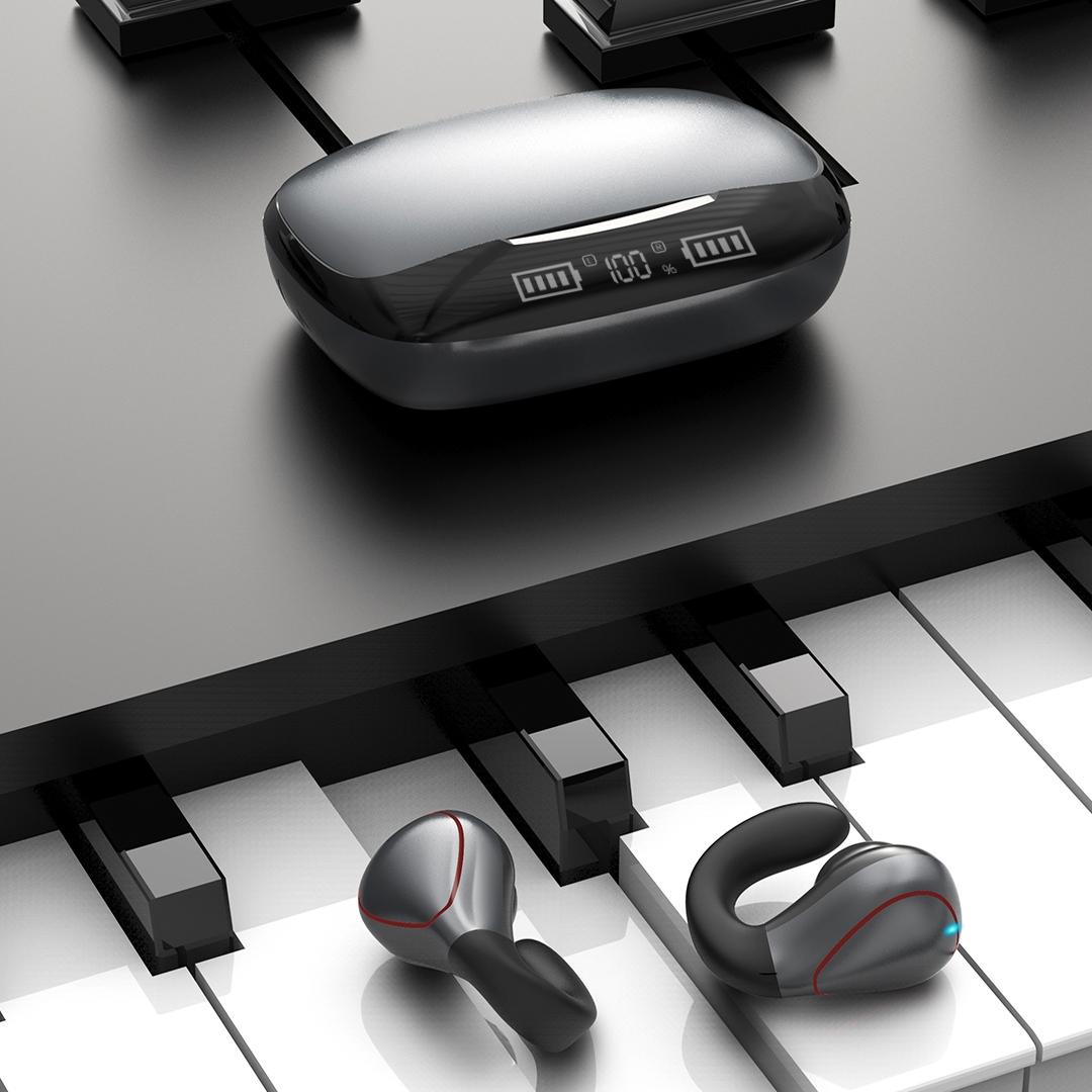 T20 Wireless TWS Bluetooth Earphones with LED Display – Black In-Ear Headphones with Charging Box