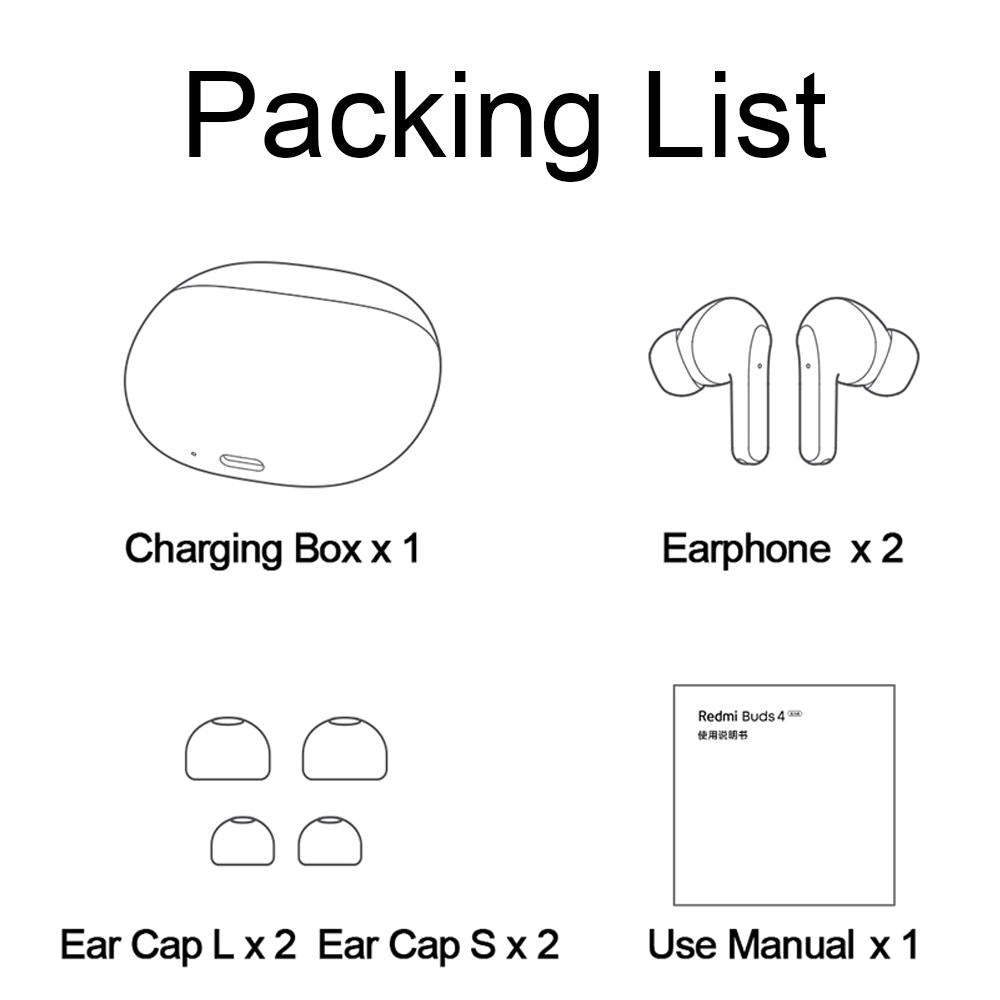 Waterproof Redmi Buds 4 Vitality Wireless Earphones – Bluetooth Calling, Noise Reduction, True Wireless, White
