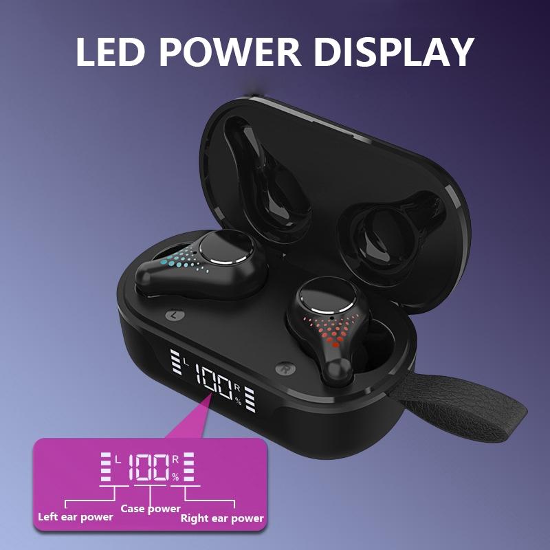Waterproof T8 Wireless Bluetooth Earbuds with LED Display – Black