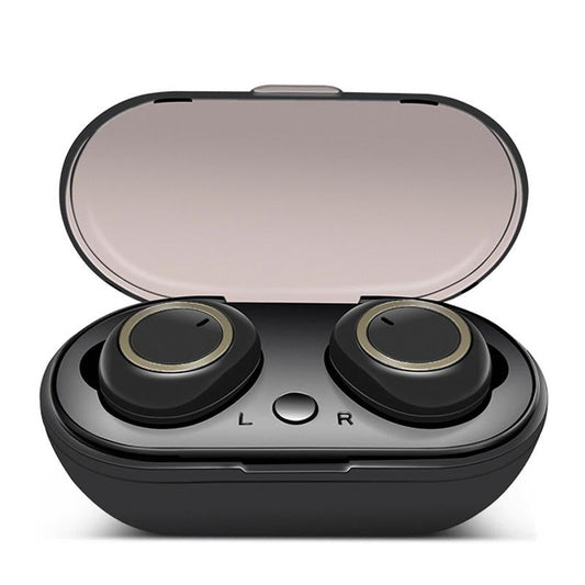 Mini Invisible TWS Bluetooth 5.0 Earphones with Charging Case & Built-in Mic – Black