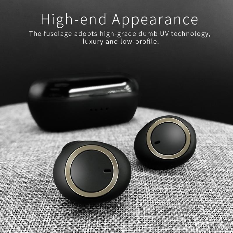 Mini Invisible TWS Bluetooth 5.0 Earphones with Charging Case & Built-in Mic – Black