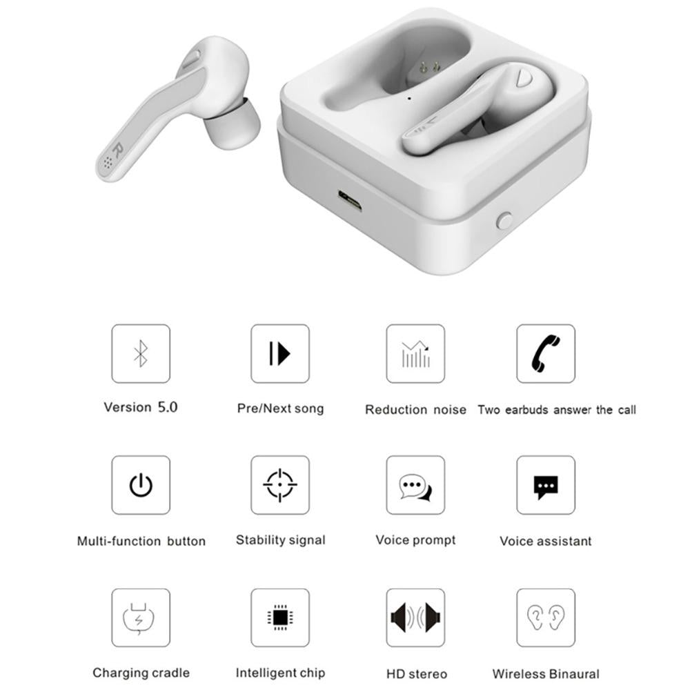 Mini Touch Control Wireless Earbuds with Charging Case – HiFi Bluetooth TWS Headphones – Black
