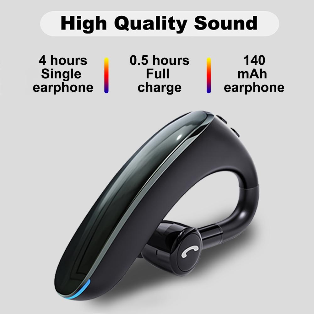 180° Rotating Wireless Bluetooth Car Handsfree Earphones – Noise-Cancelling Headset, Black/Gray