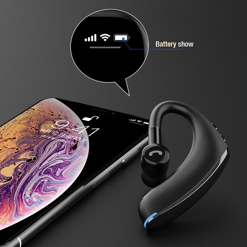 180° Rotating Wireless Bluetooth Car Handsfree Earphones – Noise-Cancelling Headset, Black/Gray