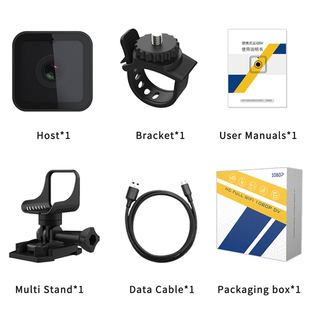 Waterproof Mini Action Camera with Night Vision & Ring Bracket – Compact Sports Camera – Black