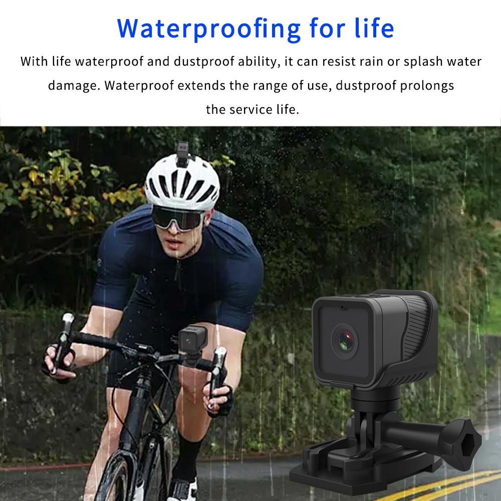 Waterproof Mini Action Camera with Night Vision & Ring Bracket – Compact Sports Camera – Black