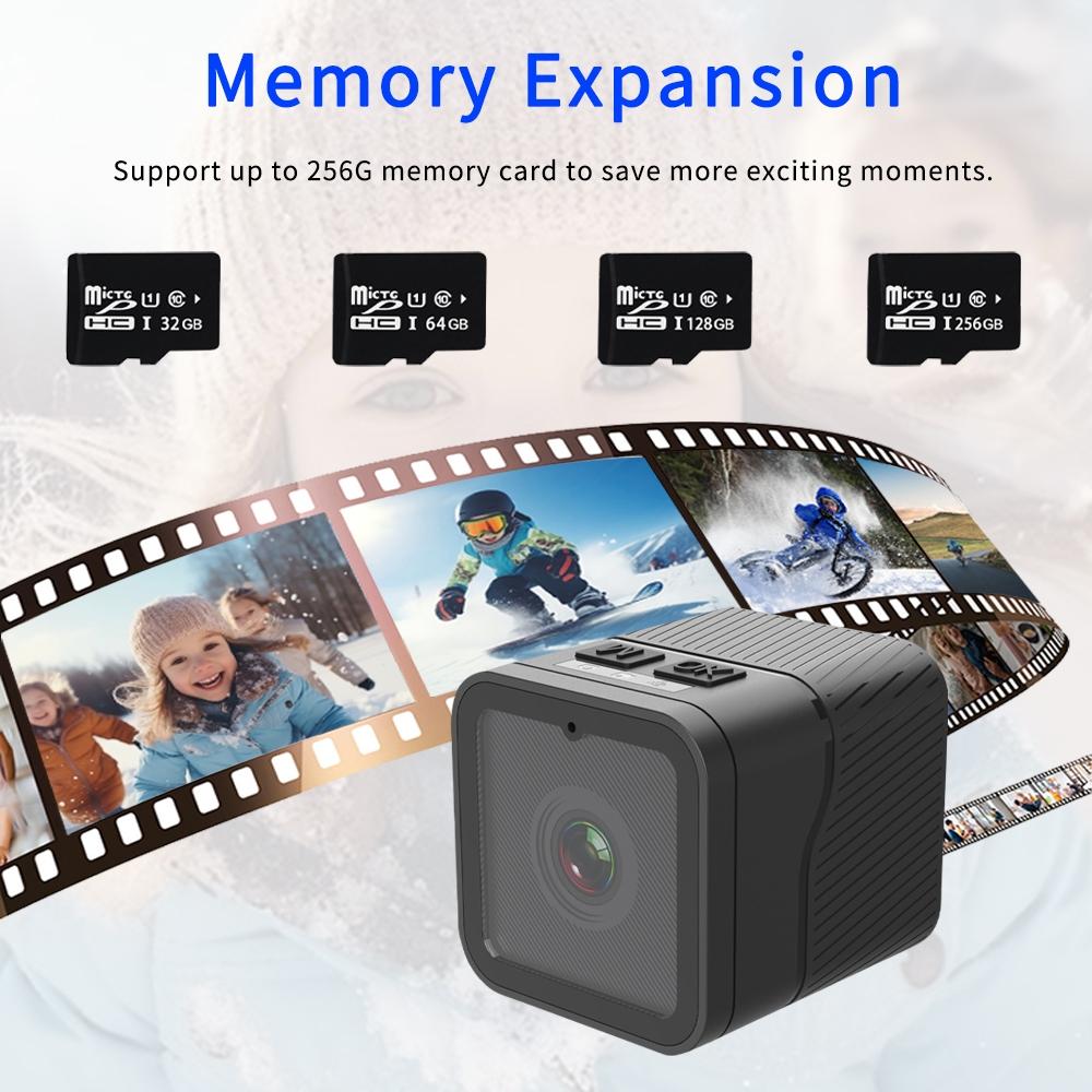 Waterproof Mini Action Camera with Night Vision & Ring Bracket – Compact Sports Camera – Black