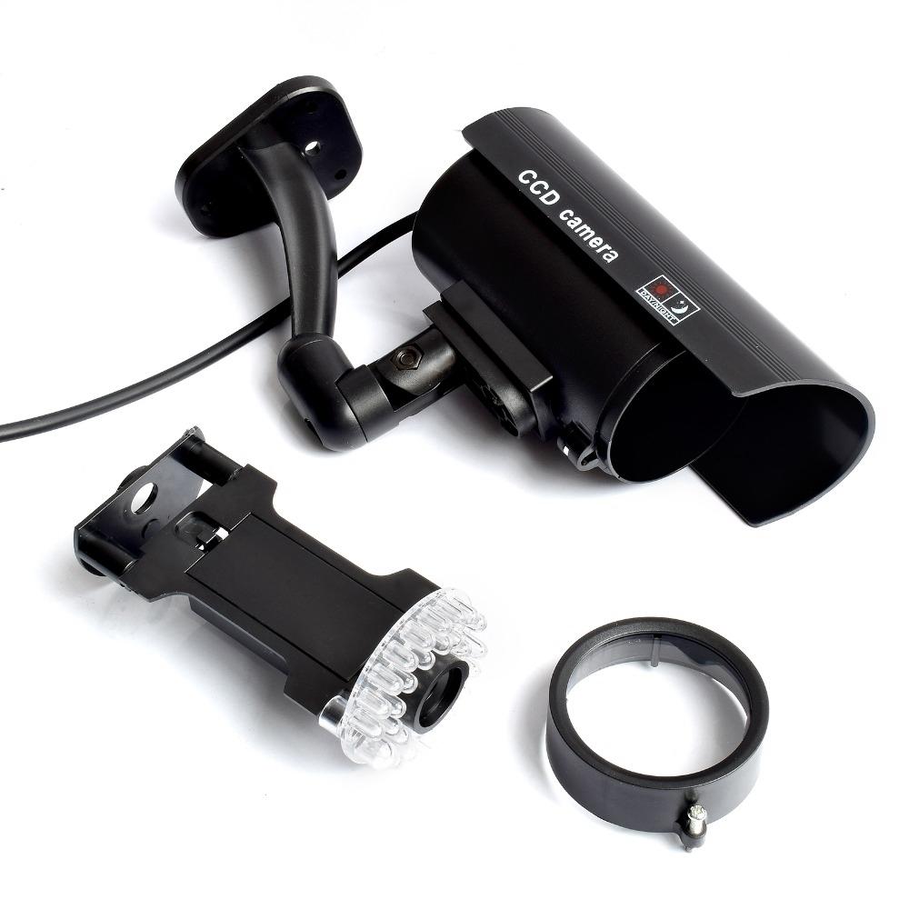 Realistic Dummy CCTV Camera with Flashing LED – Waterproof Outdoor Fake Security Camera – Black